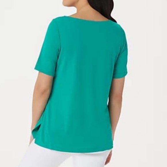 Susan Graver Liquid Knit Crossover Neck Top 5222 - Picture 2 of 2